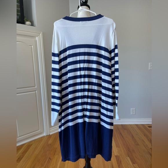 Isaac Mizrahi Live size 3X nautical strip button front cardigan layer cover work - Picture 4 of 10